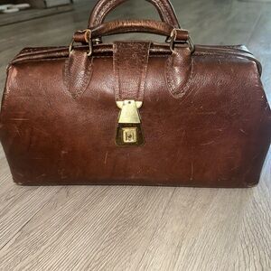 Antique Vtg PCI Distressed Leather Bag Satchel Purse Carryall